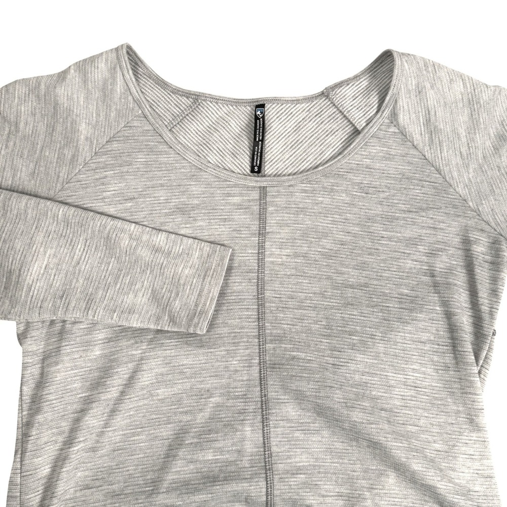 Kuhl Womens S Virgin Wool Blend Textured Knit Long Sleeve Top Curved Hem Grey‎